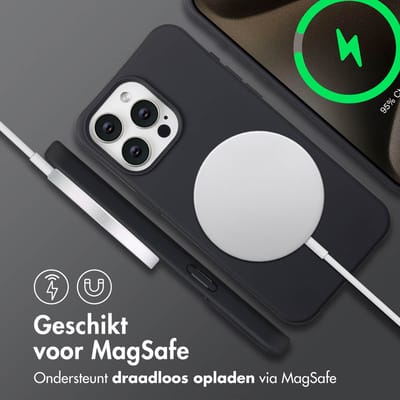 imoshion Hoesje - Geschikt voor iPhone 15 Pro Max - Color Backcover met afneembaar koord geschikt voor MagSafe - Zwart