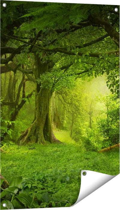 Gards Tuinposter Groene Tropische Jungle Bos - 60x90 cm - Tuindoek - Tuindecoratie - Wanddecoratie buiten - Tuinschilderij