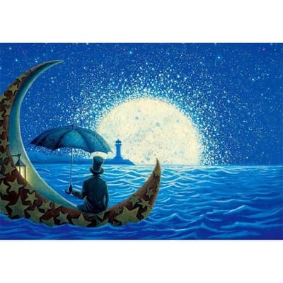 DIY Diamond Painting Cross Stitch Man Kijken Vuurtoren Volledige Boren Woondecoratie 20X30CM blue