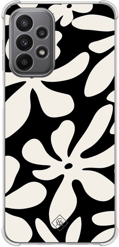 Casimoda® hoesje - Geschikt voor Samsung Galaxy A23 - Noir Bloom - Shockproof case - Extra sterk - Siliconen/TPU - Zwart, Transparant