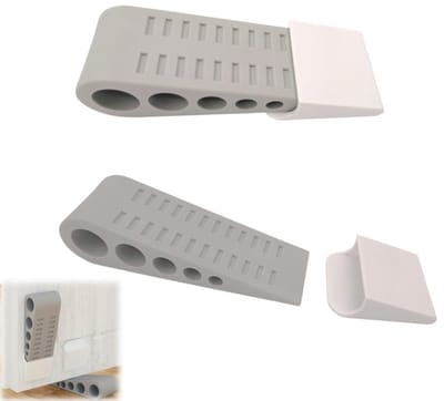 Set van 2 - Deurstopper - Heavy Duty Deurstopper - Deurstopper met beugel - Stapelbare Heavy Duty Deurstopper - Wigvormige veiligheidsbescherming - Anti-knel deurstopper - Geschikt voor thuiskantoor, woning, klaslokaal en garage (grijs)