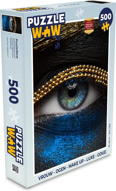 Puzzel Vrouw - Ogen - Make up - Luxe - Goud - Legpuzzel - Puzzel 500 stukjes