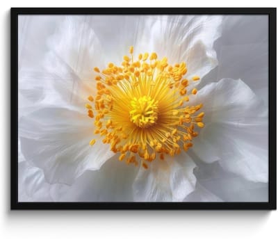 Poster in lijst - Fotolijst 70x50 cm - Posters - Wit - Bloem - Elegant - Posterlijst zwart - Decoratie - Wanddecoratie woonkamer - Muurdecoratie slaapkamer