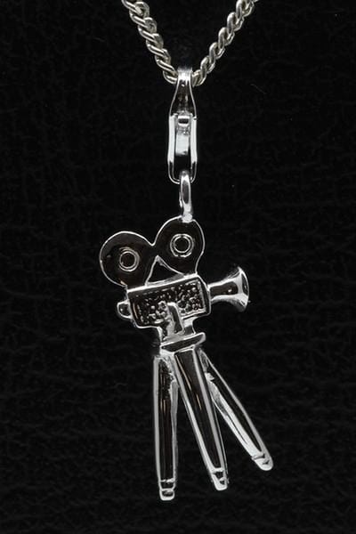 Zilveren Filmcamera op statief hanger én bedel