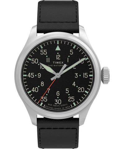 Timex Waterbury Traditional TW2Y70400 Horloge - Leer - Zwart - Ø 41 mm