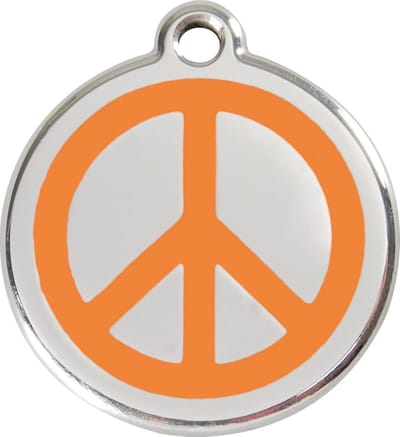 Red Dingo Hondenpenning 38 mm peace oranje