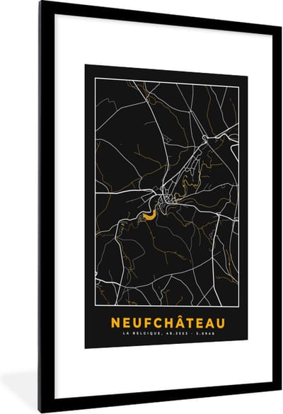 Fotolijst incl. Poster - Stadskaart - Neufchâteau - Kaart - Plattegrond - Goud - 60x90 cm - Posterlijst