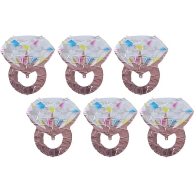 6 Stuks Diamanten Ring Ballon Aluminiumfolie Bolvormige Diamanten Ring Ballonnen Bruidsdouche Bruiloft Verloving Decoratief