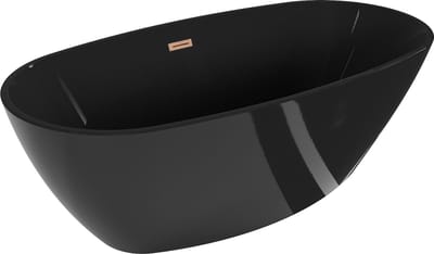 Mexen Eris vrijstaande badkuip 170 x 80 , zwart, geborstelde koper afvoer - 53441708070-65