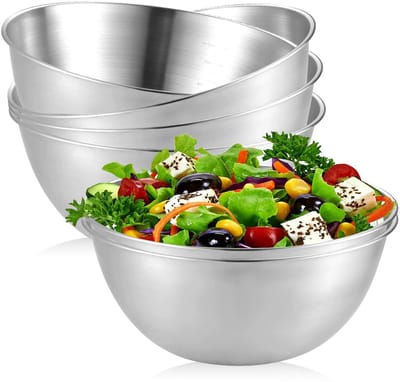Dailygoods- Slakom Set van 6 - Roestvrijstalen Mengkom - Maatmarkeringen - Multifunctioneel - Dikte 16,8 x 6,8 x 8,5 cm - Capaciteit 700 ml