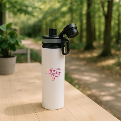 Hacebo® - Coffee is a hug, I am a mug waterfles met draaidop grijs - Koffie - iemand die houdt van koffie - koffie liefhebbers - quote - verjaardagscadeau - cadeau - kado - gift - geschenk - verrassing - water fles - 850ML