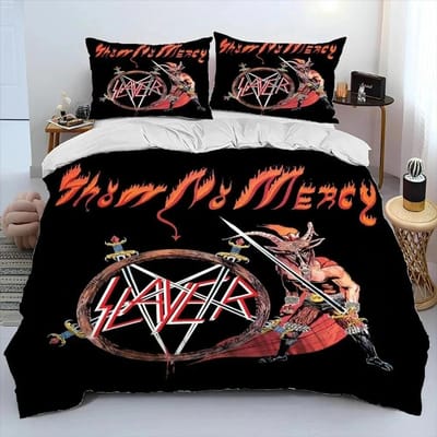 Slayer Heavy Metal Band Muziek Dekbed Beddengoed Collectie Dekbedovertrek Bed Collectie Dekbedhoes Kussensloop King Queen Maat Beddengoed Collectie Kinderen 70x133cm 2pcs