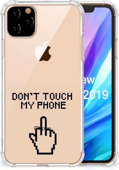 Back Cover voor Apple iPhone 11 Pro Max Anti Shock Case Finger Don't Touch My Phone