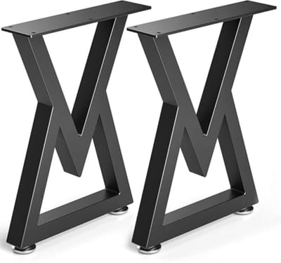Zwarte V-vormige Tafelpoten van Metaal - Robuuste en Stijlvolle Koppelbare Meubelpoten (40 x 30 cm, 2 Stuks)