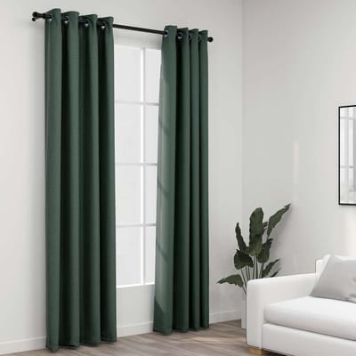 vidaXL - Gordijnen - linnen-look - verduisterend - ogen - 2 - st - 140x245 - cm - groen