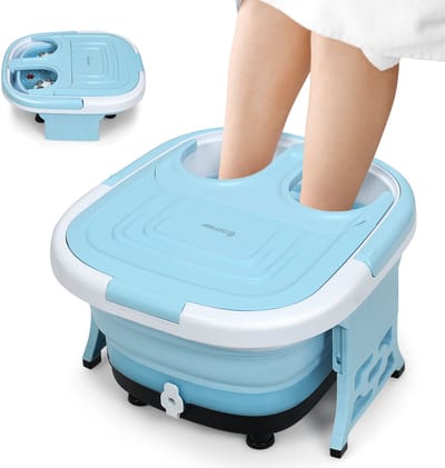 COSTWAY Voetbad met massagefunctie, elektrisch voetbad met verwarming, max. 48 °C, 10-60 min timer, shiatsu massageapparaat voet met bubbelfunctie en infrarood licht, incl. afstandsbediening, 500 W