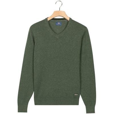 Baileys Trui V-Neck Cotton Allover Fine Texture Two-Tone Donker Groen / male