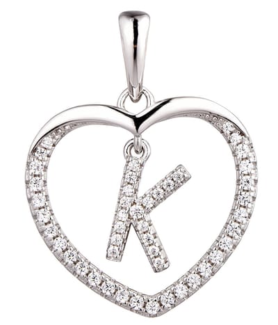 N3 Collecties 925 Hartje zilver Ketting met Hanger -Letter K