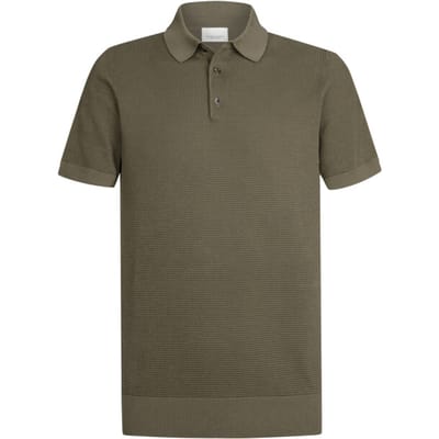 Poloshirt groen Profuomo korte mouw 3 knoopjes normale fit