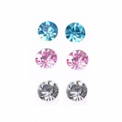 Set-Allergievrij -oorbellen-Roze -wit -blauw- oorknopjes- Charme Bijoux