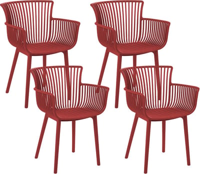 PESARO - Tuinstoel set van 4 - Rood - Polypropyleen