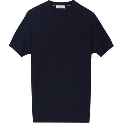 Thomas Maine Trui Short Sleeve Crew Neck Half Milano Knit Navy / male