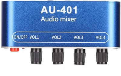 Golden crown - Mini-stereomixer - Geluidsarm 4-kanaals - Compact en handig - 3,5 mm aansluiting - Audiomixer voor pc en laptop - Geschikt voor hoofdtele...