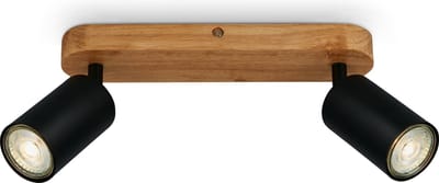 B.K.Licht - Plafondspots - opbouwspot zwart met hout - draaibaar - met GU10 - 27 cm