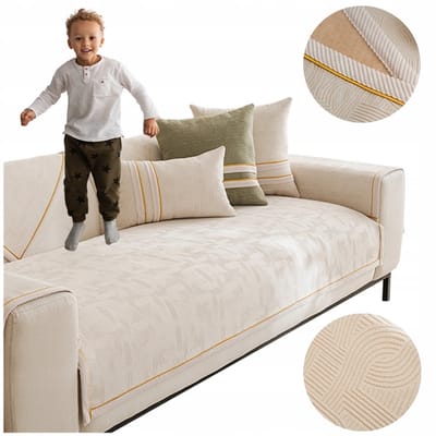 Crème bankhoes 90x160 cm met gouden bies