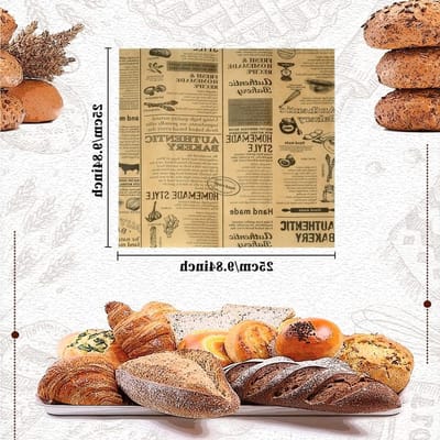 100 Vellen Voedsel Verpakkingspapier - Vetvrij Papier voor Brood, Sandwiches en Gebak 25 x 25 cm