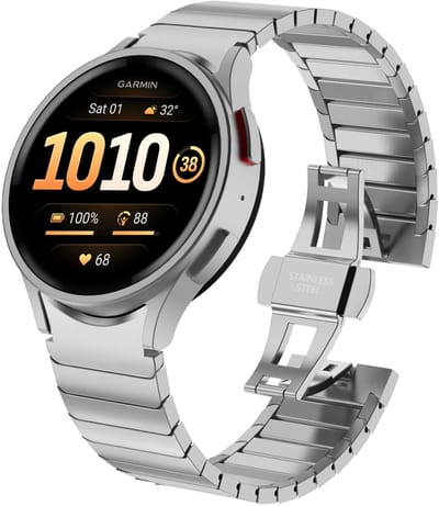 Chiguard Bandje geschikt voor Garmin Venu 4 45mm Bandje – RVS Horlogeband – Vlindersluiting - Verstelbare Schakelband - Zilver
