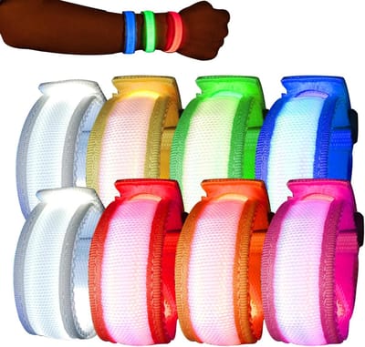 Kleurrijke LED Armbanden - 8 Stuks Verlichte Sportbanden voor Kinderen, Feestjes, Camping en Avondactiviteiten