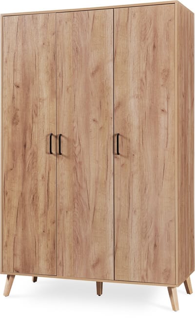 Kledingkast Norg met 3 deuren en 4 opbergvakken 191x120x52 cm eikenkleurig [en.casa]