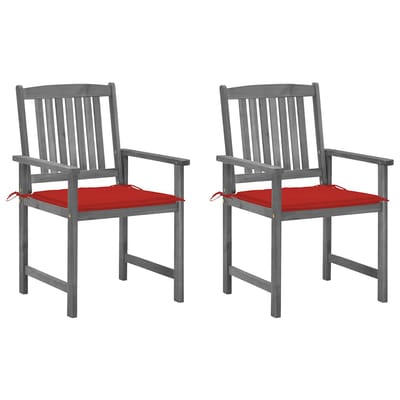 vidaXL - Tuinstoelen - 2 - st - met - kussens - massief - acaciahout - grijs