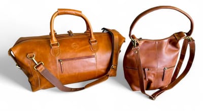 KalfLederen Reistas - Damestas van echt leer – Luxe 2-delige Tassenset – Unisex Duffle Bag & crossbody Shopper – Pellericca