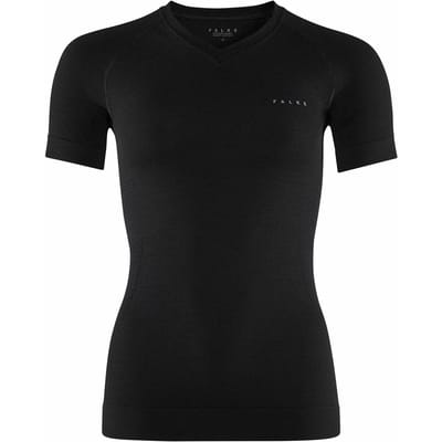 FALKE Wool-Tech Light V Neck sneldrogend wol functioneel functioneel shirt met korte mouwen dames zwart - maat XS