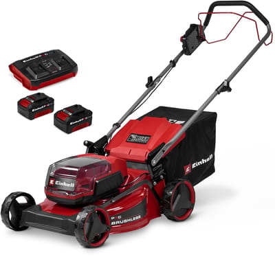 Einhell Accu Grasmaaier GC-CM 36/46 S Li BL Kit - Power X-Change - 36 V/Li-ion - Maaibreedte: 46 cm - Aanbevolen gazonoppervlakte: tot 500 m² - 50 L opvangzak - Maaihoogte: 25-80 mm - Incl. 2x 4.0 Ah accu en 1 oplader