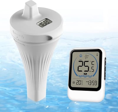 Digitale drijvende zwembadthermometer, IP68 waterdicht, draadloos, bereik 100 m, nauwkeurige meting -40 °C tot +70 °C, wit, 1 stuk
