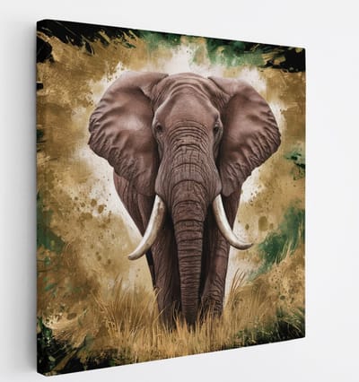 Saammp Canvas Schilderij - Olifant - Abstract - Portret - Dieren - 20x20 - Foto op canvas - Wanddecoratie - muurdecoratie Woonkamer - Slaapkamer decoratie - Canvas Print