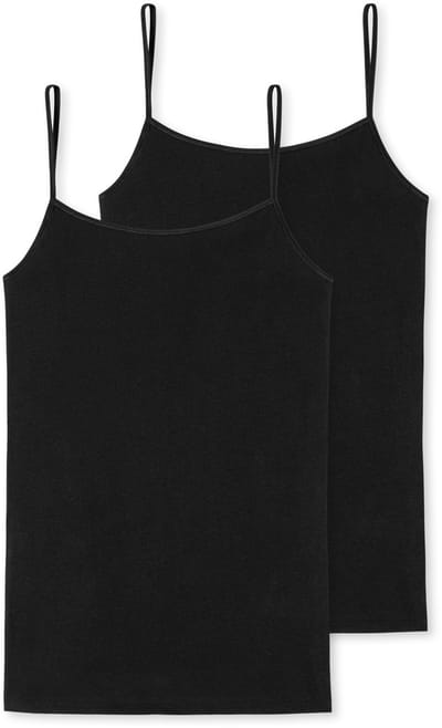 SCHIESSER 95/5 singlet (2-pack) - dames spaghettitop biologisch katoen zwart