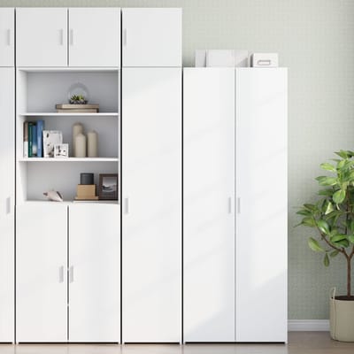 vidaXL - Opbergkast - smal - 40x42,5x225 - cm - bewerkt - hout - wit