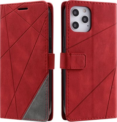 YPCd Wallet Case Pasjeshouder – Geschikt voor Apple iPhone 16 Pro – Luxe Bookcase Hoesje met Magnetische Sluiting & Kaartvakken – Rood