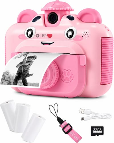 BP® Kindercamera met Fotoprinter - Kinderfototoestel - Vlog camera voor beginners - Camera Kinderen - Multifunctionele Camera - Foto & Video - 26 Foto Lijsten - Roze - 1080P HD - Inclusief 32GB SD kaart - 3 Rollen papier - Nederlandse Handleiding