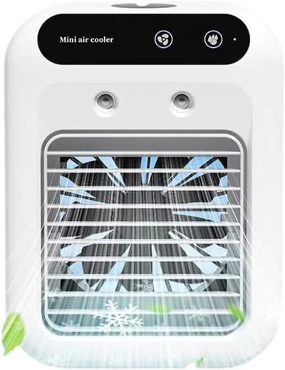 Miniventilator - USB-ventilator - Luchtkoeler - Bureauventilator met sproeifunctie - Kleine elektrische ventilator - 4,8 W - 6 W Geschikt voor thuis/kantoor - Wit - 16,4*11,4*21,4 cm