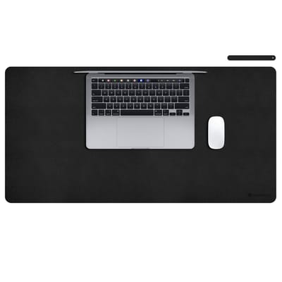 imoshion Bureau onderlegger 90 x 45 cm - Hoogwaardig Kunstleer - Bureau Accessoires - Bureau Organizer - Antislip Muismat XXL - Inclusief draagriem - Zwart
