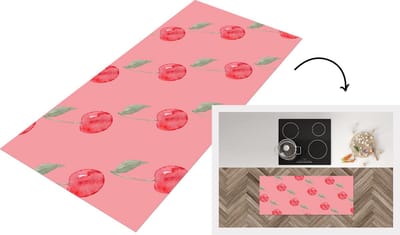 Keukenloper - Loper keuken - Kers - Roze - Waterverf - 120x50 cm - Keukenloper vinyl