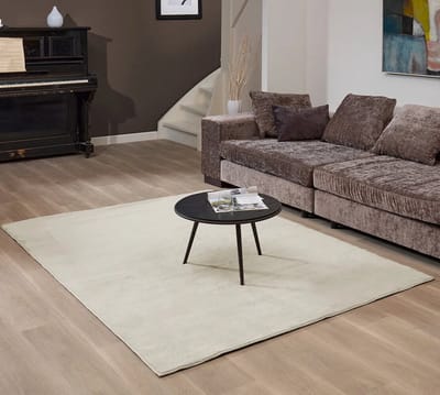 Flycarpets Malaga Laagpolig Vloerkleed - Crème - Wasbaar Tapijt - Woonkamer - 160x220 cm