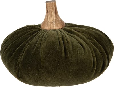 Clayre & Eef Decoratie Pompoen Ø 15x12 cm Groen Polyester Herfst decoratie