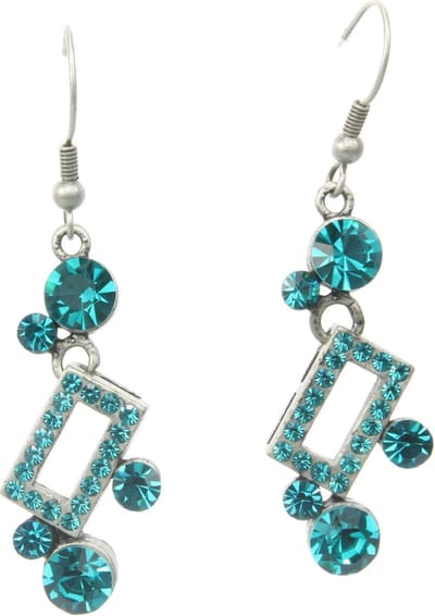 Behave - Oorhangers dames - Retro geometrisch turquoise design - Nikkelvrij