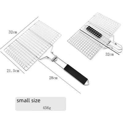 Roestvrijstalen Grillmand Opvouwbaar BBQ Gaas Anti-aanbak Grill Gaasmat voor Vlees Groente Vis Steak Picknick Feest BBQ Gereedschap white